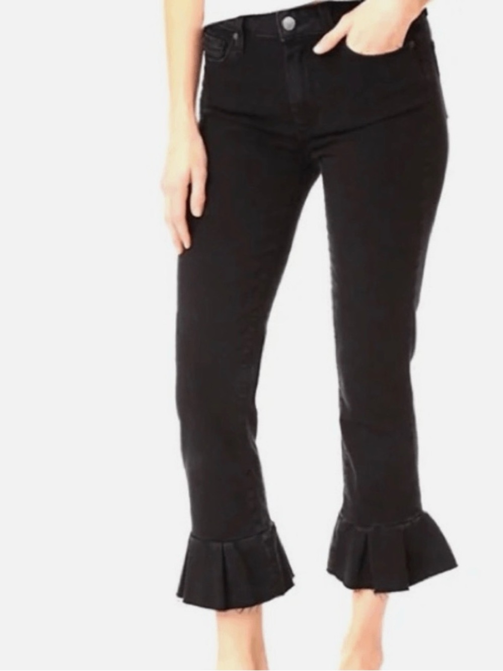 Paige "Elanie" Cropped Flare Black Jeans Size 29